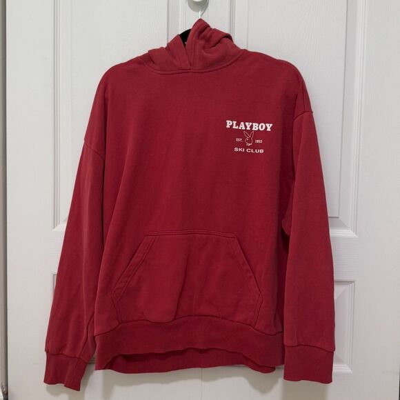 Unisex Playboy By Pacsun Logo Oversized Hoodie in Red White Size Medium - Picture 1 of 7